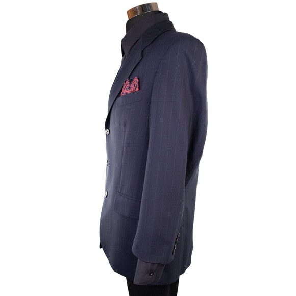 CHAPS Ralph Lauren Mens Blazer Navy Pin Stripe Sz 42s Jack Sports Coat 3 Button - Picture 3 of 14